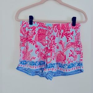 Lily Pulitzer Katia Shorts Blue Pink Sea Salt- Small
